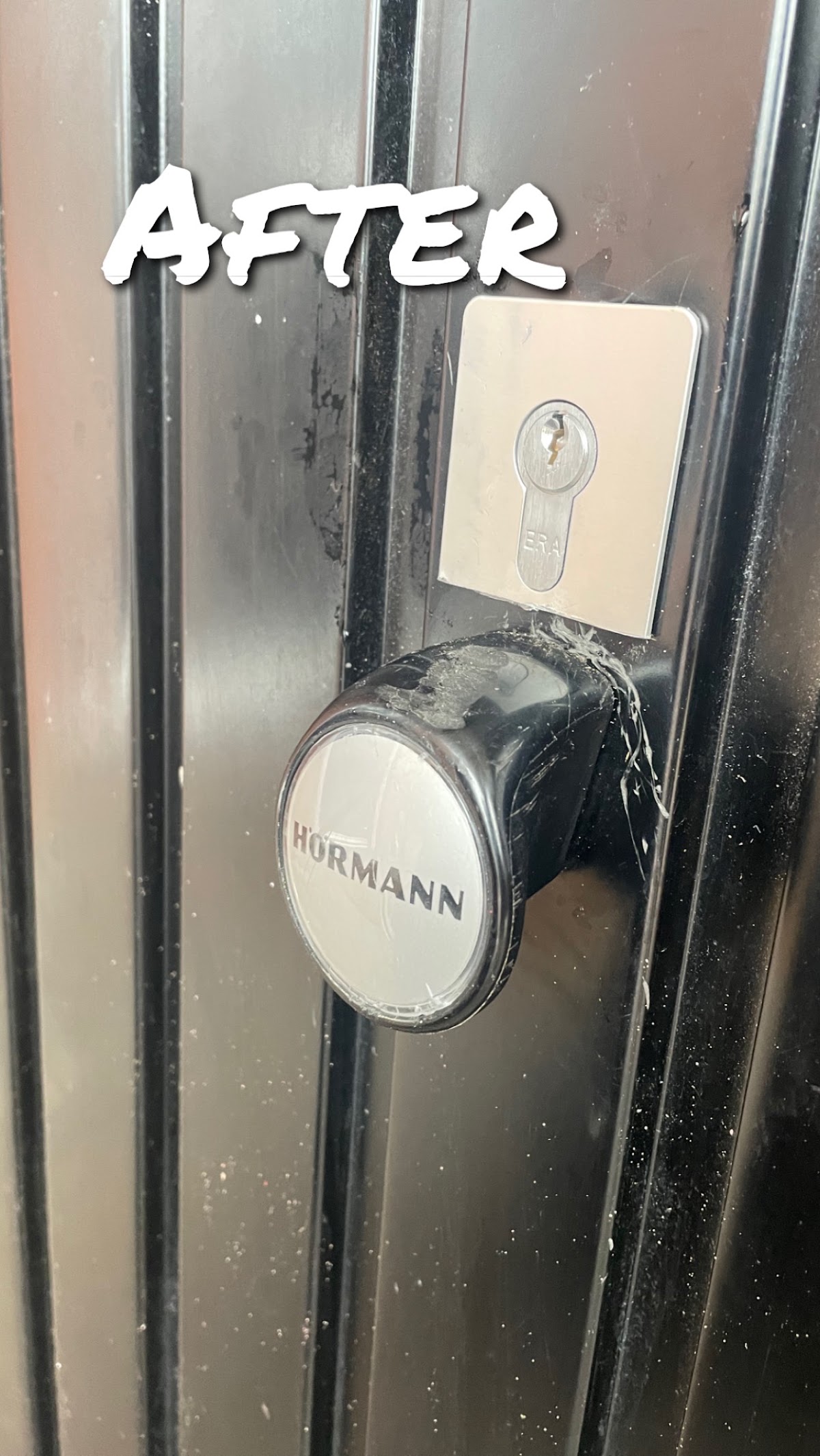 A new ERA cylinder fitted to a Hormann garage door after a callout